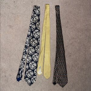 Elegant Men's Tie Set - Navy, Yellow, Brown